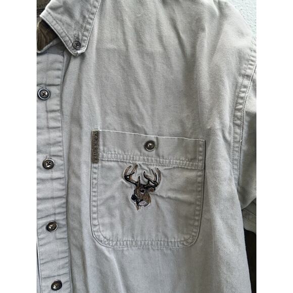 North River Outfitters Mens Buton Down Shirt Size Medium Tan Long Sleeve Vintage - Picture 3 of 11